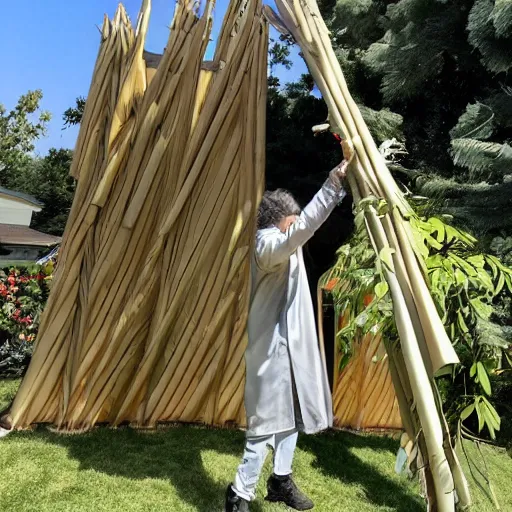 Image similar to Yoda using the force to put together a sukkah, sukkot, shelter