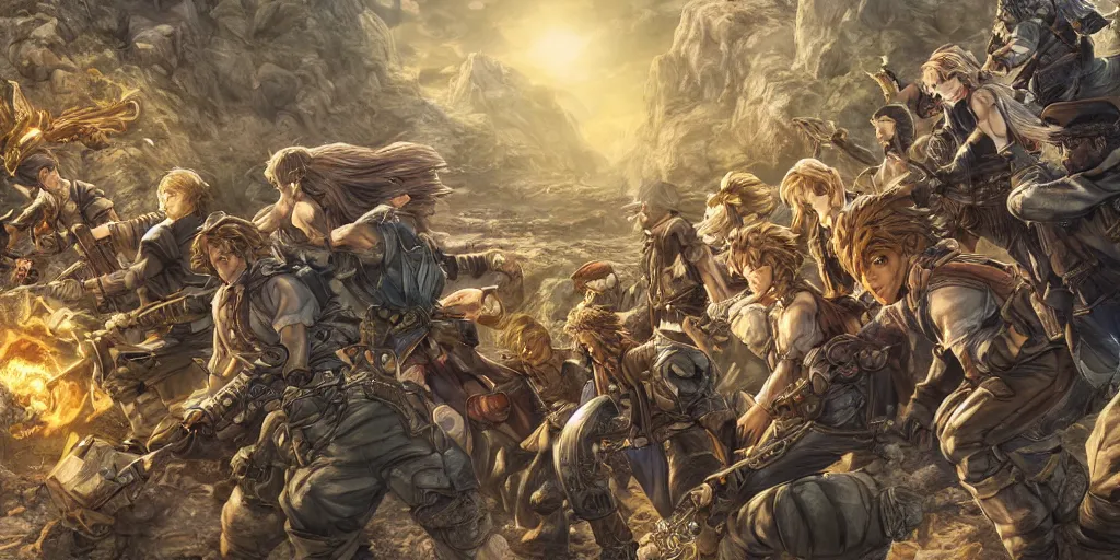 Image similar to now is the time to lift our nation from the quicksands of racial injustice to the solid rock of brotherhood. ultrafine highly detailed colorful illustration, intricate linework, sharp focus, octopath traveler, final fantasy, unreal engine highly rendered, global illumination, radiant light, intricate environment