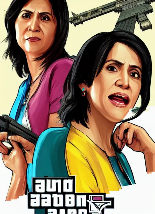 Image similar to leni robredo in gta v game box art by stephen bliss, detailed cover artwork, gta v, gta v loading screen