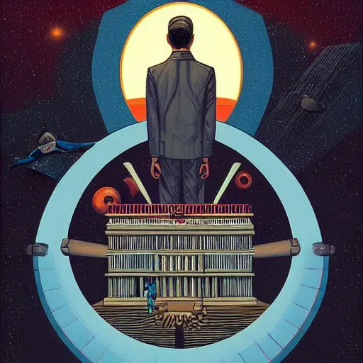 Image similar to the rise of a dystopic goverment, by jeffrey smith, poster art by tim biskup, behance contest winner, space art, poster art, wallpaper, digital illustration