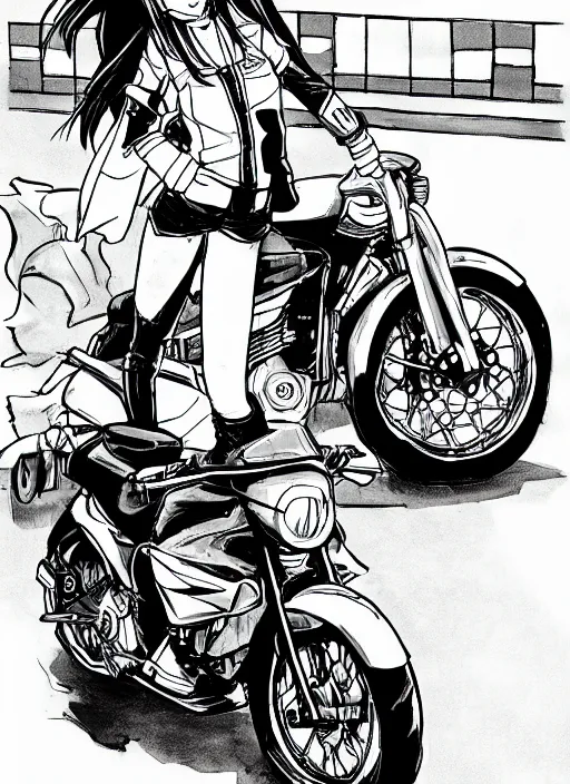 Image similar to motorcycle girl in animanga