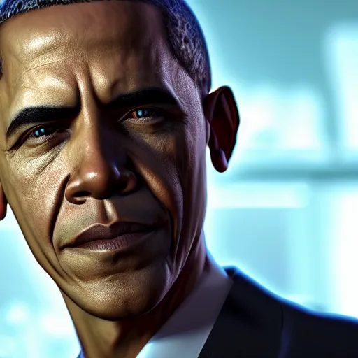 Prompt: Obama as Samuel Rodrigues from Metal Gear Rising, 40nm lens, shallow depth of field, split lighting, 4k,