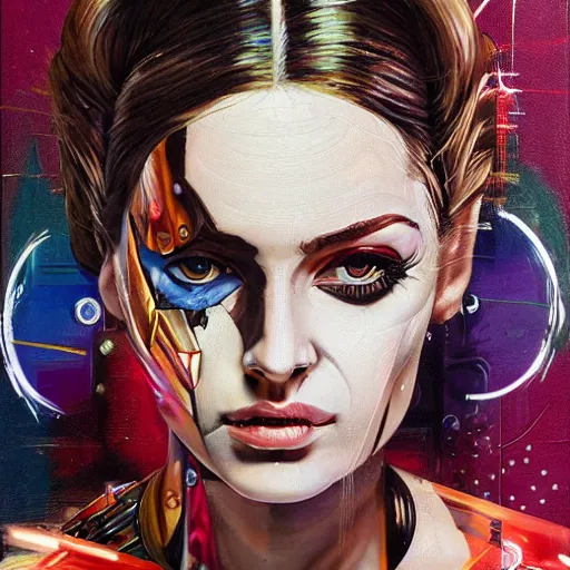 Image similar to portrait of female android, by sandra chevrier