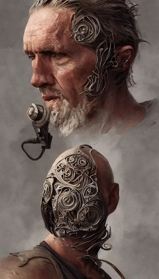 Prompt: peasent, clint wastwood as the butcher, fibonacci, sweat drops, intricate fashion clothing, insane, intricate, highly detailed, surrealistic, digital painting, artstation, concept art, smooth, sharp focus, illustration, Unreal Engine 5, 8K, art by artgerm and greg rutkowski and alphonse mucha