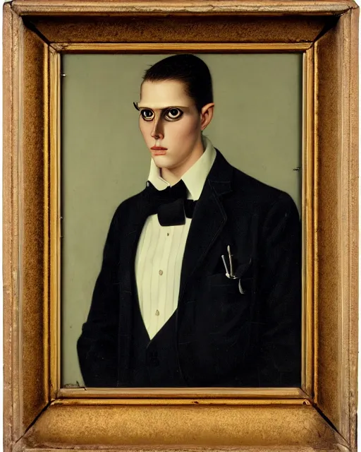 Prompt: portrait of young man wearing black medical mask, suit and tie, style of james c. christensen