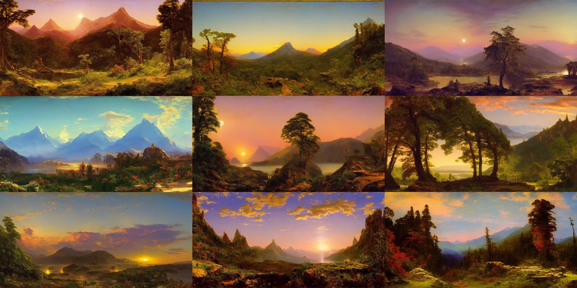 Prompt: magical fantasy landscape by frederic edwin church