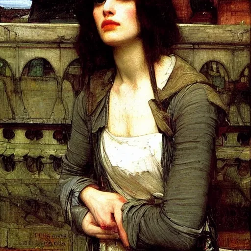 Prompt: Portrait of Anna Calvi by John William Waterhouse