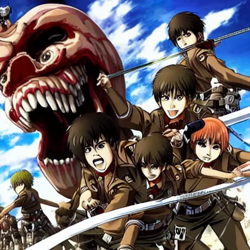 Prompt: hero world attack on titan