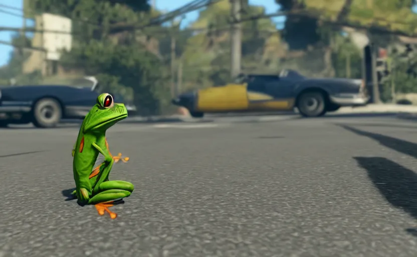 Prompt: a frog in gta san andreas, cinematic shot, 4 k