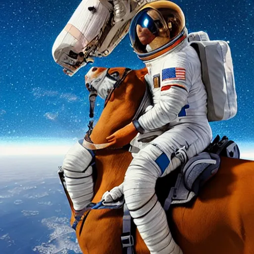 Prompt: image of astronaut holding horse on his back, hyperrealistic masterpiece, artstation, cgsociety, kodakchrome, golden ratio