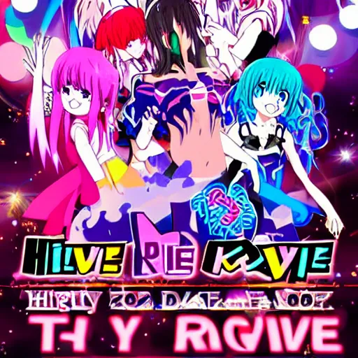 Image similar to anime rave part, higly detalied