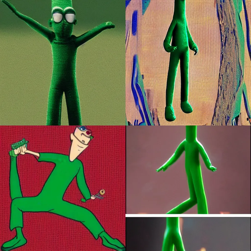 Prompt: Gumby in the Matrix
