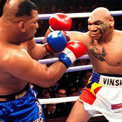 Image similar to spanish chiquito de la calzada fighting mike tyson