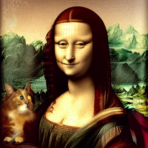 Image similar to leonardo davinci monalisa with a cats face