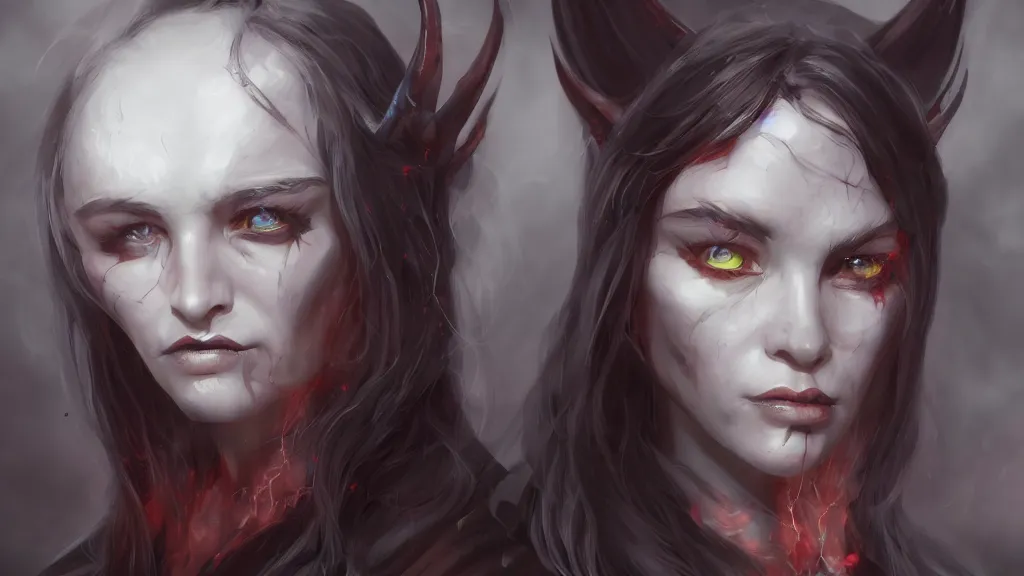 Image similar to portrait of demonic priestess,by 张 政,Andres Rios, artstation, cgsociety,