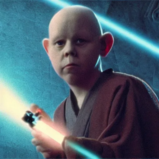 Image similar to a film still of mogwai as a jedi in star wars realistic, detailed