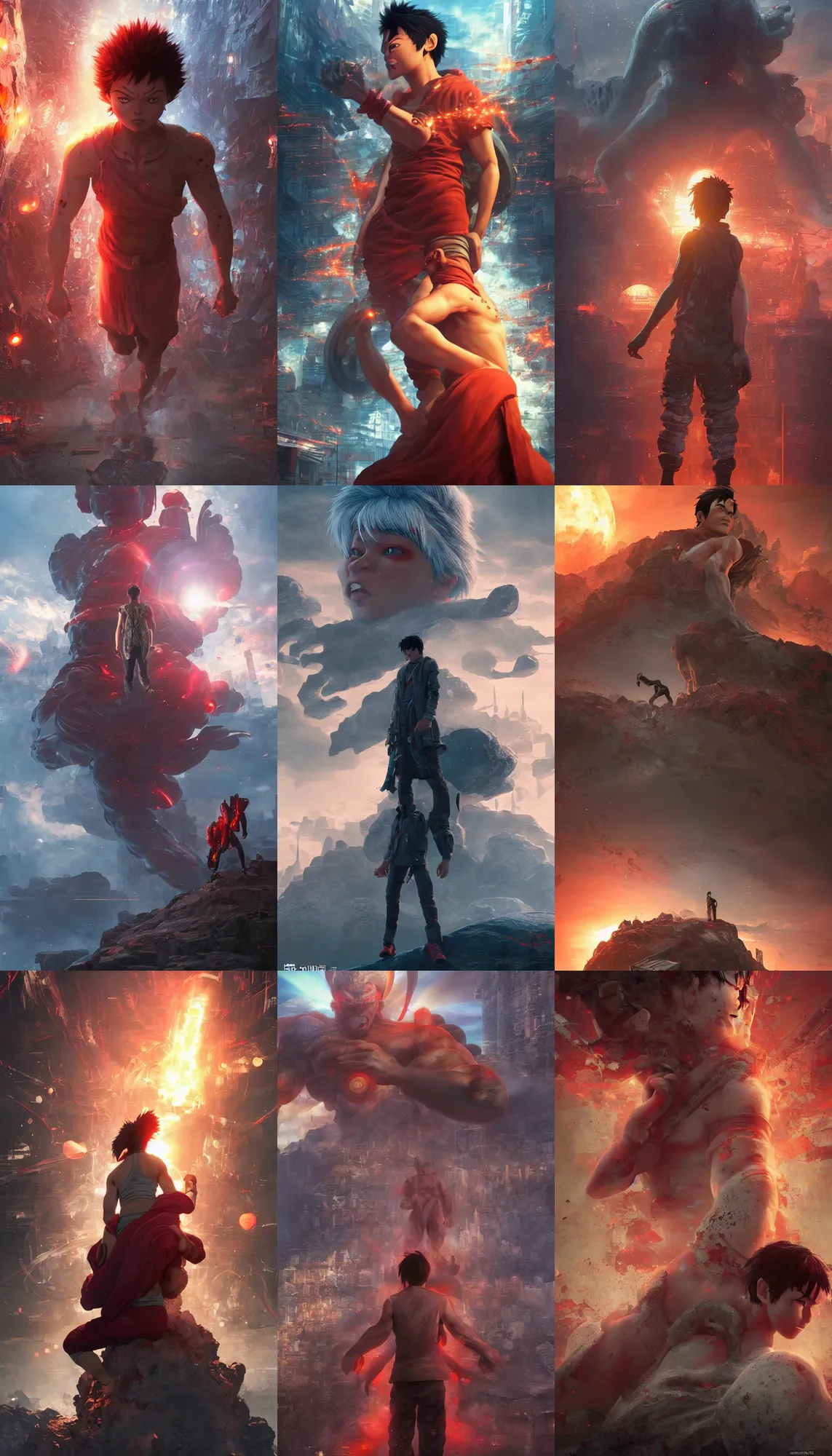 Prompt: akira cgi - movie stills, with cryengine techno artwork, with unreal engine. hanuman gets together with the gods against the background of the universe. highly detailed, volumetric lighting, sharp focus, bokeh, trending on art station, digital painting by wlop, rossdraws, artgerm.