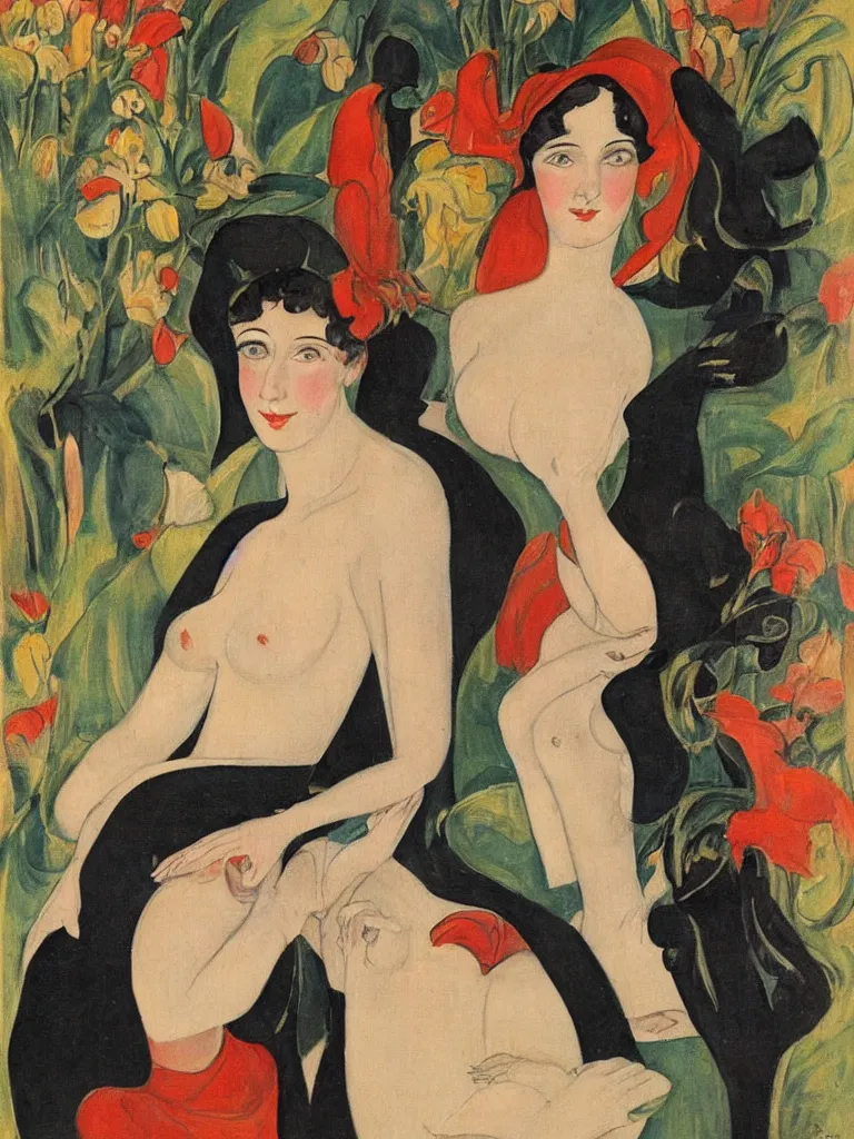 Image similar to a portrait of a woman by gerda wegener,