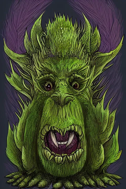 Image similar to thistle goblin monster, symmetrical, highly detailed, digital art, sharp focus, trending on art station