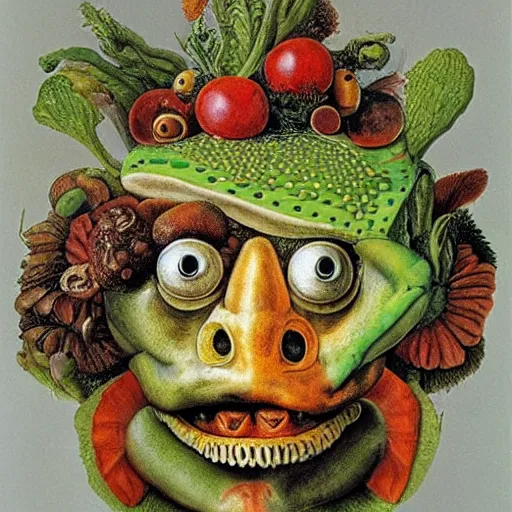 Prompt: guiseppe arcimboldo frog