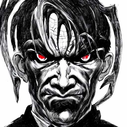 Image similar to Jerome Powell looking sinister, by Tsutomu Nihei, highly detailed