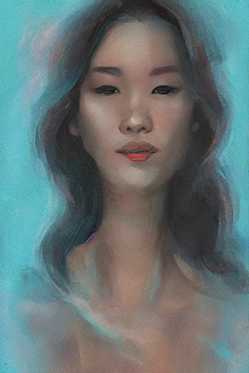 Image similar to woman with diffused glowing aura, art by janice sung