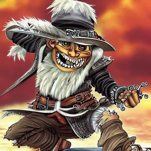 Prompt: stunning digital art of a menacing pirate goblin by eiichiro oda