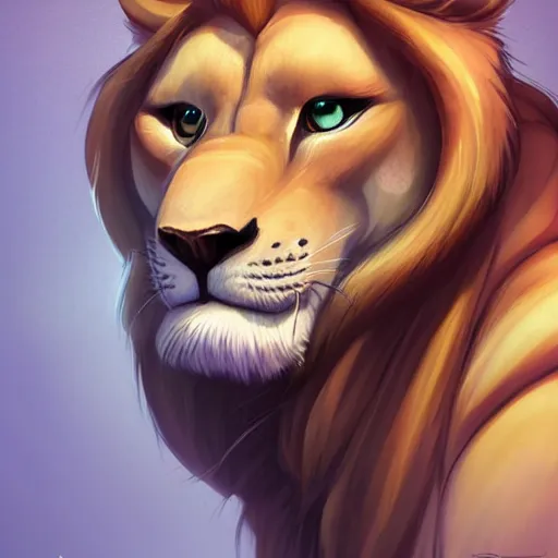 Image similar to portrait character design of an egyptian lion. deviantart adoptable, style of maple story and zootopia, portrait studio lighting by jessica rossier and brian froud and gaston bussiere