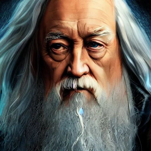 Prompt: a close up portrait of Dumbledore, focused gaze, art station, highly detailed, concept art