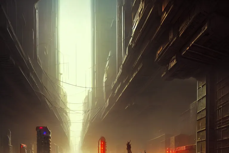 Image similar to gigantic cyberpunk megastructure, sidewalk, size comparsion, night, dramatic lighting, chiaroscuro, high detail, painted by greg rutkowski, painted by igor kieryluk, painted by raymond swanland, trending on artstation