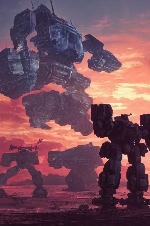 Prompt: A real photo of one big Mechwarrior in battle, a sunset in the distance, by Josan Gonzalez, Yoji Shinkawa and Geof Darrow, highly detailed, Unreal Engine Render, Neon lights, 3D, 8k wallpaper, uplight