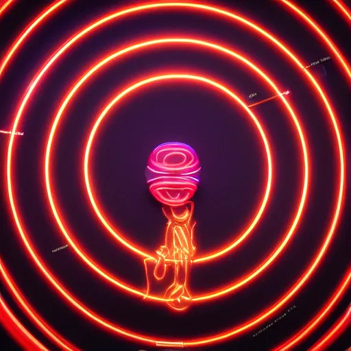 Image similar to a neon circle around the head of a renaissance statue, planetary ring, 3 d render, black background, ray tracing, 8 k resolution, sharp focus, very detailed, hyper realistic