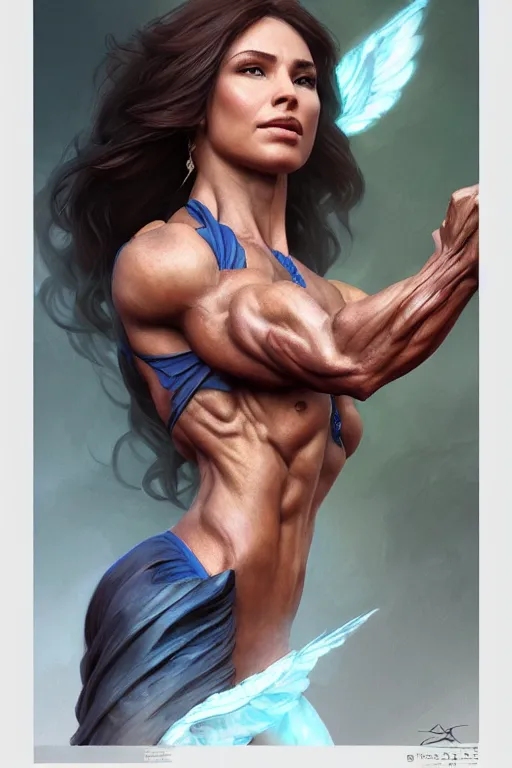 Image similar to goddess of nature, accurate anatomy, IFBB fitness body, only two hands, highly detailed, digital painting, artstation, concept art, smooth, sharp focus, illustration, Unreal Engine 5, 8K, art by art by artgerm and greg rutkowski and edgar maxence