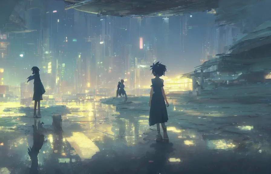 Image similar to makoto shinkai concept art of the junk dimension, key visual, ambient lighting, highly detailed, digital painting, artstation, concept art, sharp focus, by makoto shinkai and akihiko yoshida and hidari and wlop and greg rutkowski