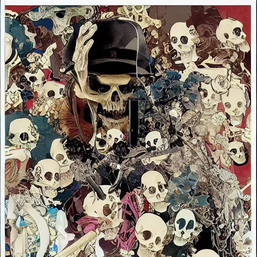 Image similar to anime manga skull portrait boy soldier ape skeleton illustration detailed patterns art Geof Darrow and Phil hale and Ashley wood and Ilya repin alphonse mucha pop art nouveau