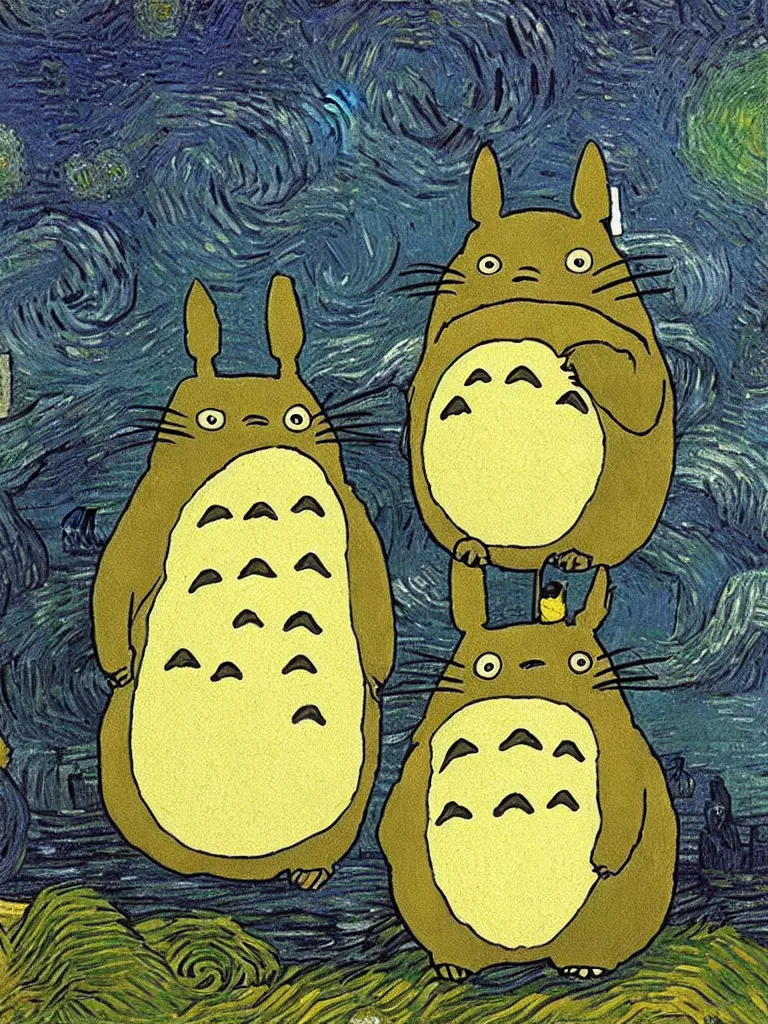 Image similar to “Totoro by Vincent Van Gogh”