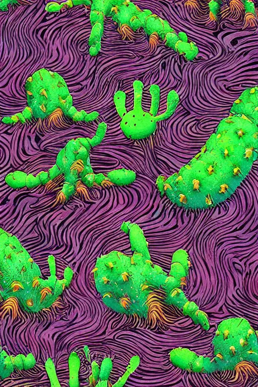 Image similar to creature sushi roots cactus elemental flush of force nature micro world fluo light deepdream