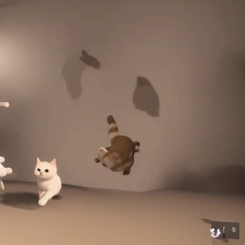 Image similar to a very cute cat going crazy, unreal engine, path tracing