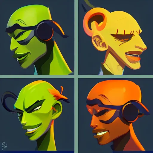 Image similar to face icon stylized minimalist toxic crusaders, loftis, cory behance hd by jesper ejsing, by rhads, makoto shinkai and lois van baarle, ilya kuvshinov, rossdraws global illumination