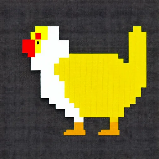 Prompt: pixel art of a fat cubic yellow chicken in a white background