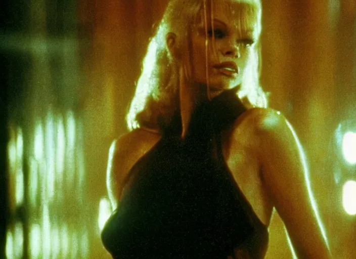 Image similar to a film still of pamela anderson in blade runner.