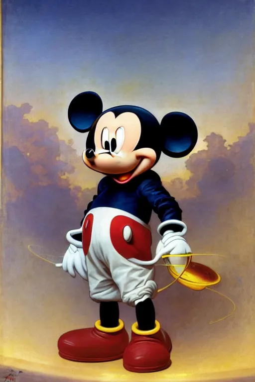 Image similar to portrait of a mickey mouse astronaut, by bouguereau