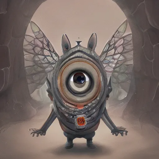 Prompt: Minion with many many many eyes, many wings, Digital Illustration, deviantart, trending on artstation, Angelarium, 4k