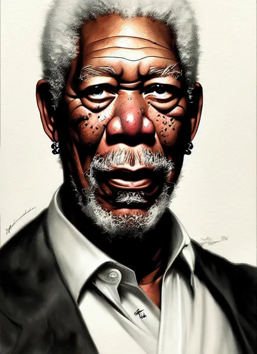 Image similar to Portrait of Morgan Freeman, D&D, muscular, fantasy, intricate, elegant, highly detailed, digital painting, artstation, concept art, smooth, sharp focus, illustration, art by artgerm and greg rutkowski and alphonse mucha