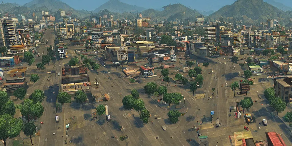 Image similar to guatemala city if it was a game like grand theft auto v