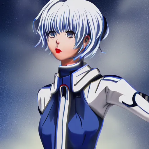 Image similar to Rei Ayanami in her early twenties, digital art