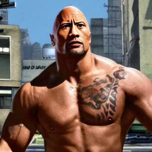 Image similar to dwayne johnson as gta art