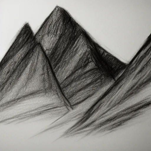 Image similar to charcoal pencil sketch of mountains, lower third, high contrast, black and white