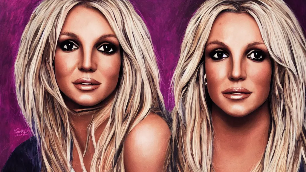 Image similar to A portrait painting of britney spears; ; 8k