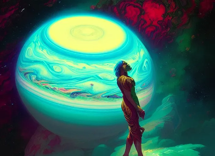 Prompt: “ a psychedelic portrait of jupiter, vibrant color scheme, highly detailed, in the style of romanticism, cinematic, artstation, moebius, greg rutkowski ”